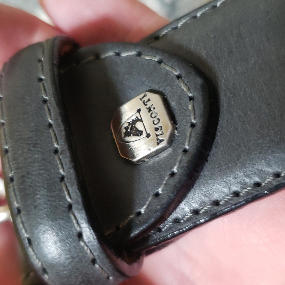 Visconti Grey Leather Belt / 42"